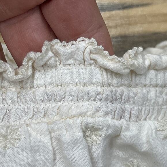Old Navy Puff Sleeve Tiered Embroidered Mini Dress Ivory Size XL Boho Cottage - Picture 7 of 14